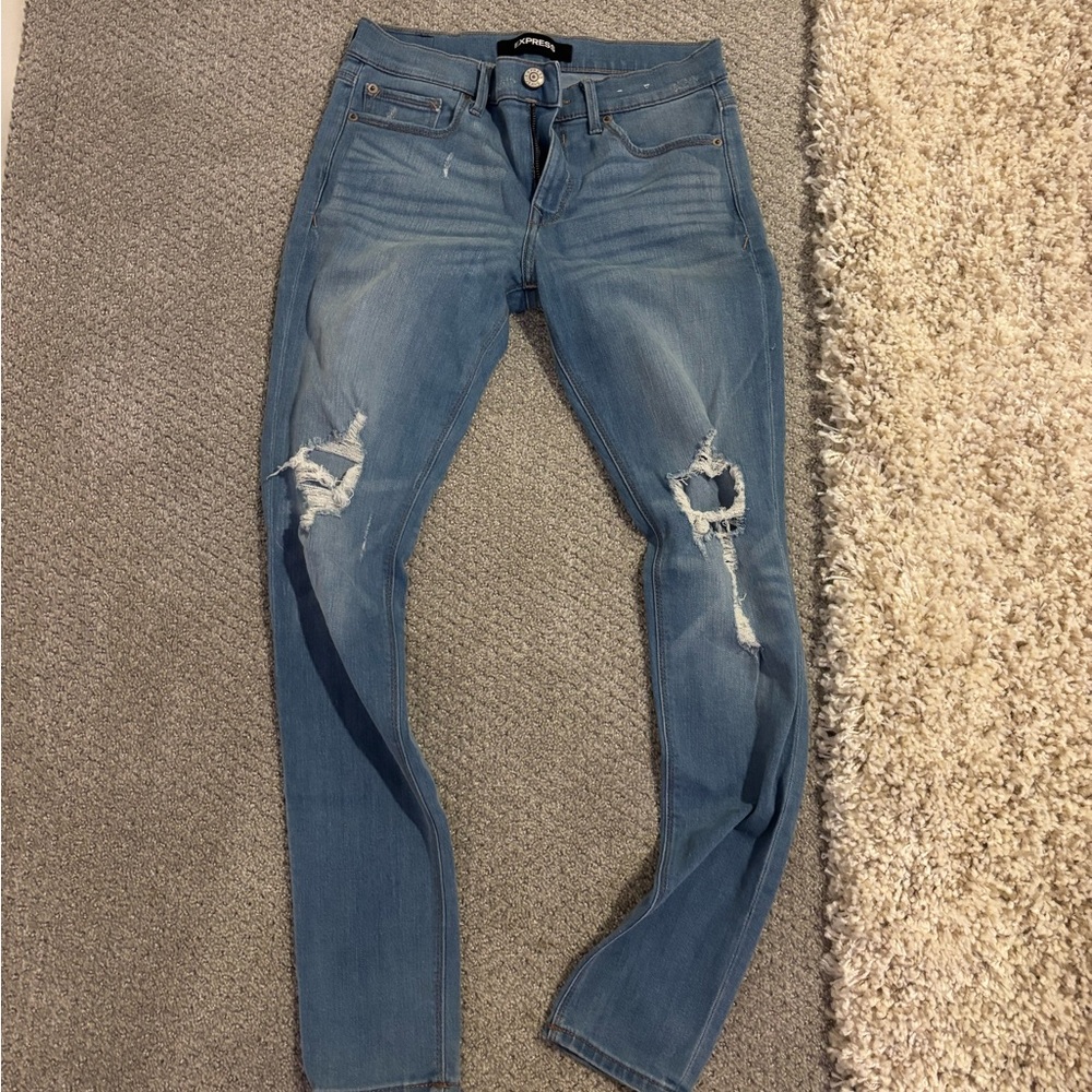 Express Blue Distressed Women Jeggings